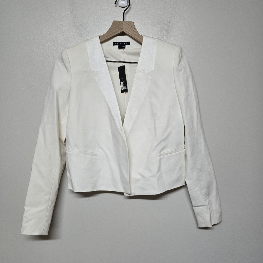 THEORY Nabiel Revolve Modern Boxy Ivory Blazer Sz 0 NWT Office‎ Academia Career